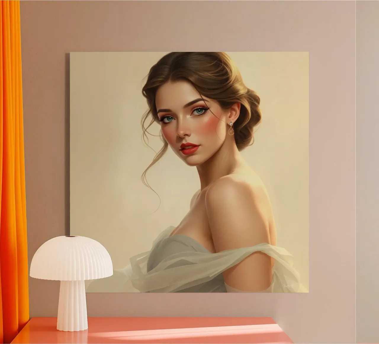 Mujer elegante con un maquillaje suave y un peinado con estilo metacrilato de DesignDoodle
