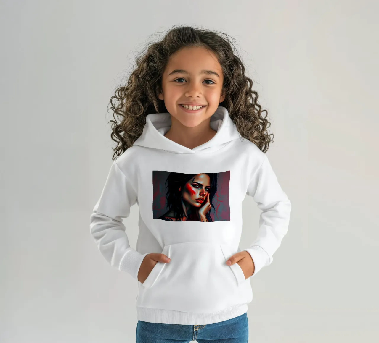 Ritratto artistico di una donna con tatuaggi di grande effetto felpa bambino con cappuccio da DesignDoodle
