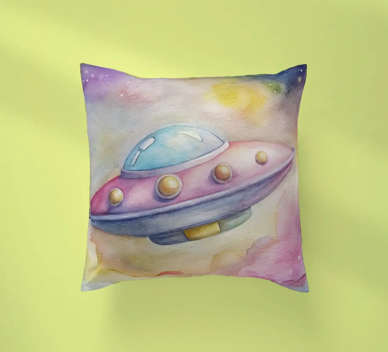 UFO in acquerello cuscino da ARTVI-SHOP