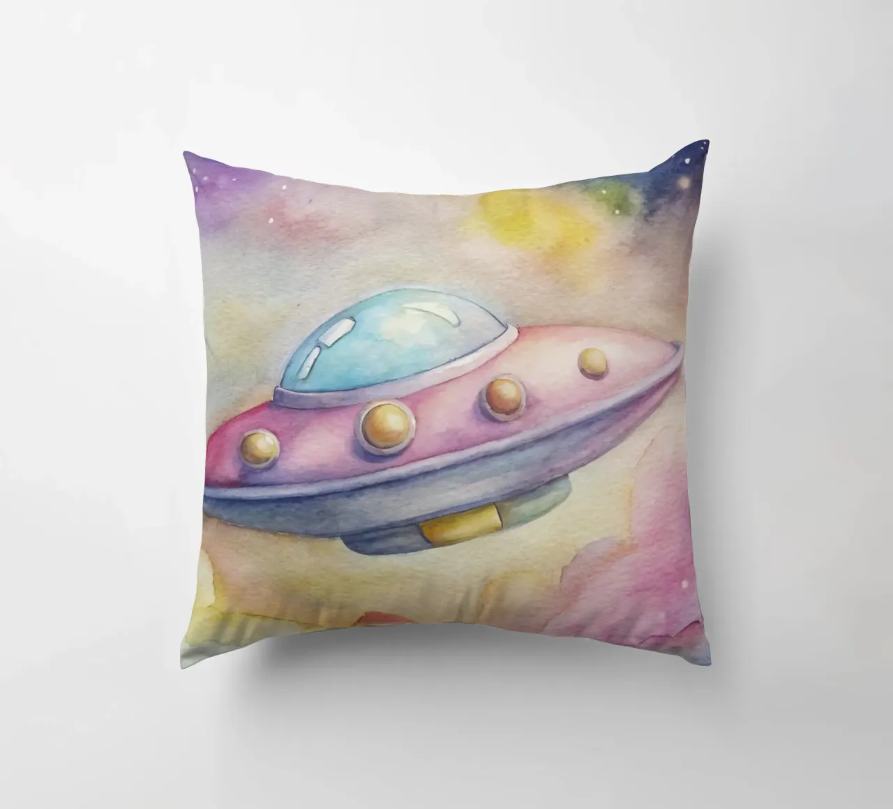 UFO in acquerello cuscino da ARTVI-SHOP