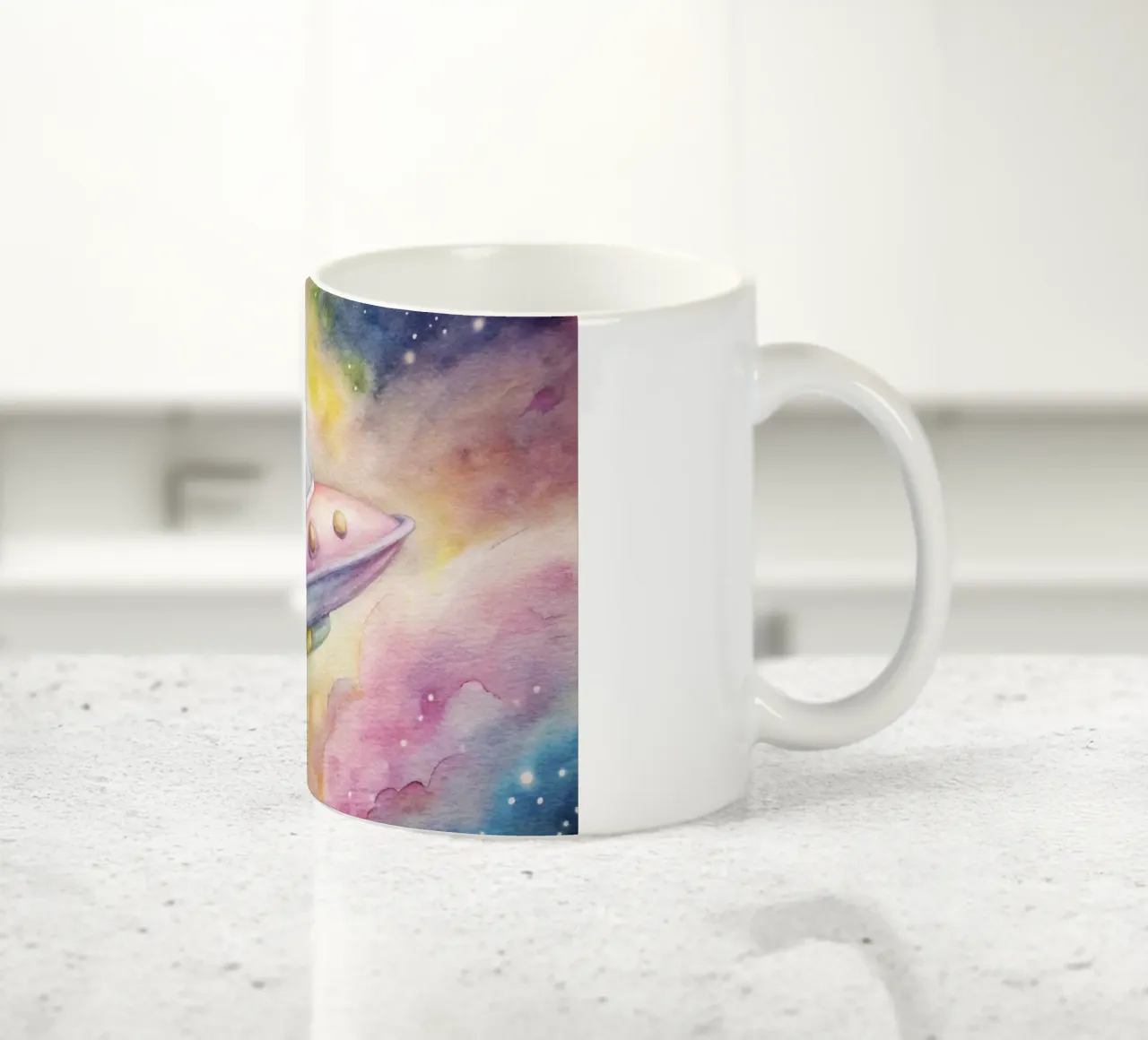 UFO in acquerello tazza in ceramica da ARTVI-SHOP