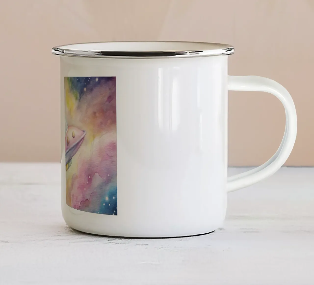 UFO in acquerello tazza in smalto da ARTVI-SHOP