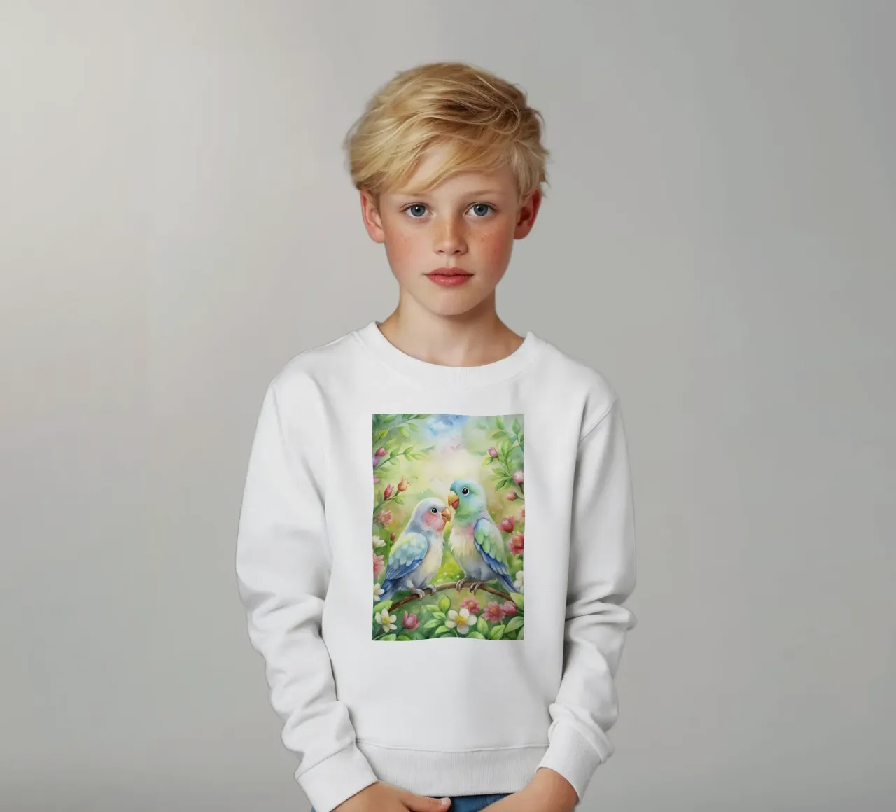 pappagalli ad acquerello felpa bambino da 🎁 ARTVI-SHOP