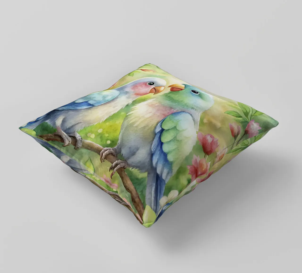 pappagalli ad acquerello cuscino da 🎁 ARTVI-SHOP