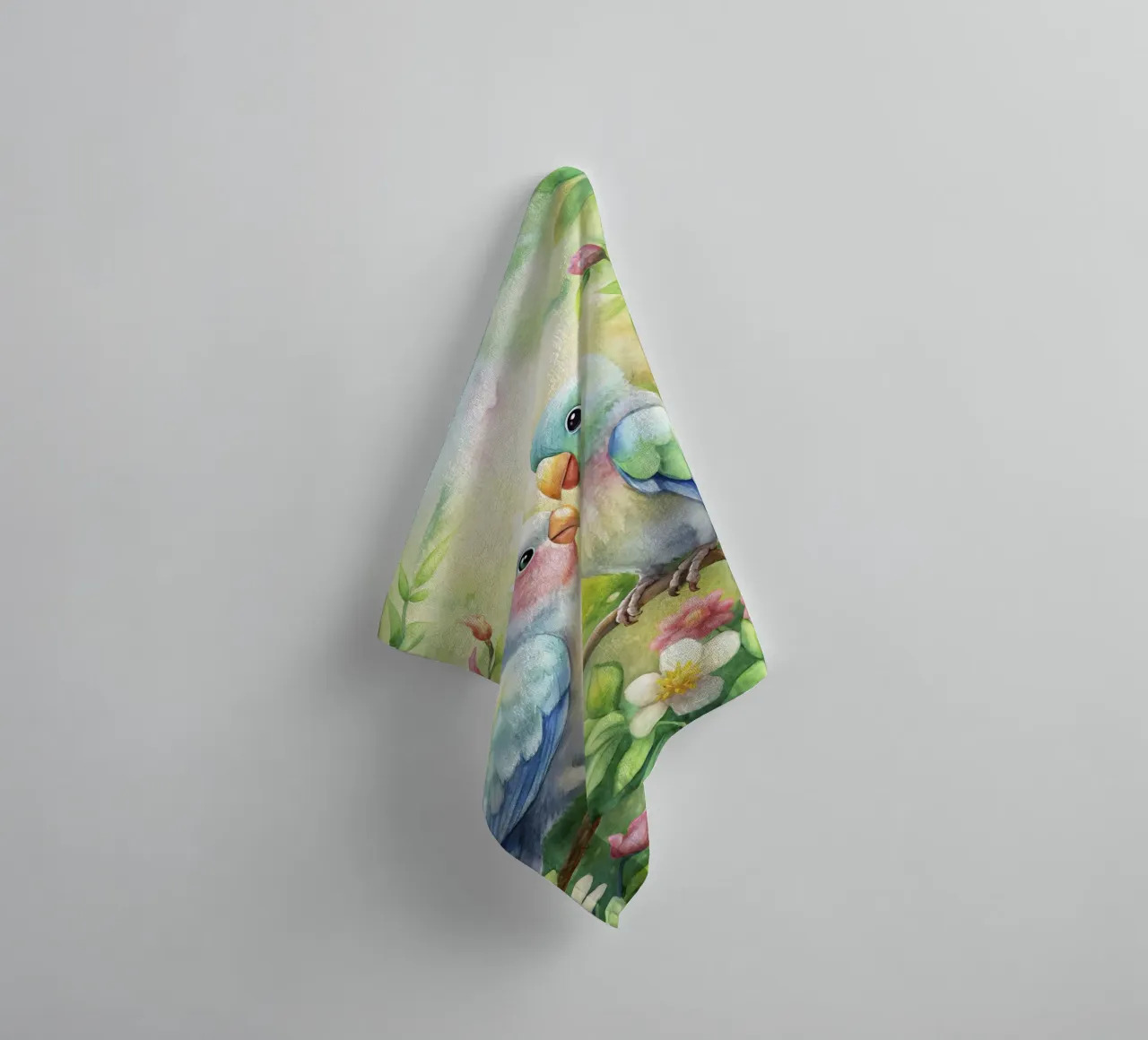 pappagalli ad acquerello asciugamano da bagno da 🎁 ARTVI-SHOP