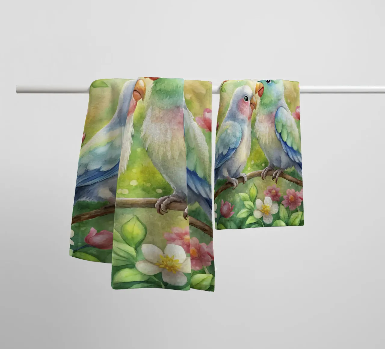 pappagalli ad acquerello asciugamano da bagno da 🎁 ARTVI-SHOP