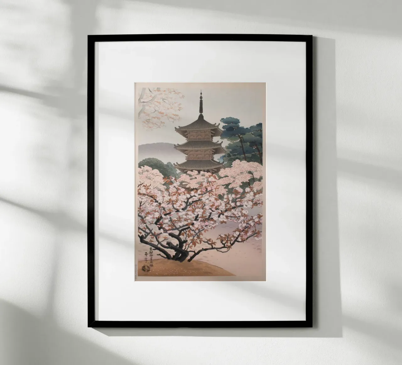 Ukiyo-e: Pittura giapponese Sakura Fiori di ciliegio poster con telaio in legno da Aesthetic Muse