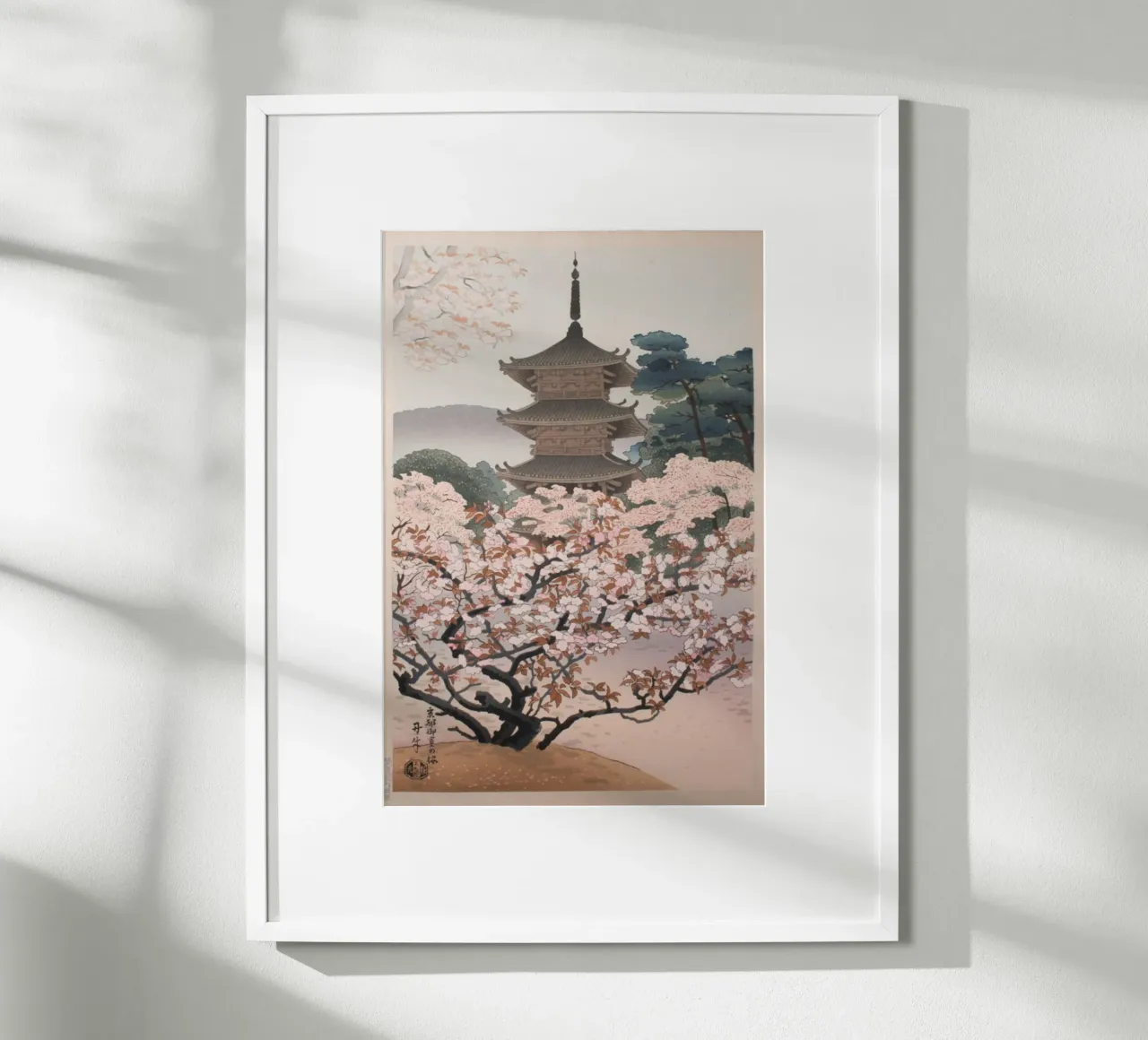 Ukiyo-e: Pittura giapponese Sakura Fiori di ciliegio poster con telaio in legno da Aesthetic Muse
