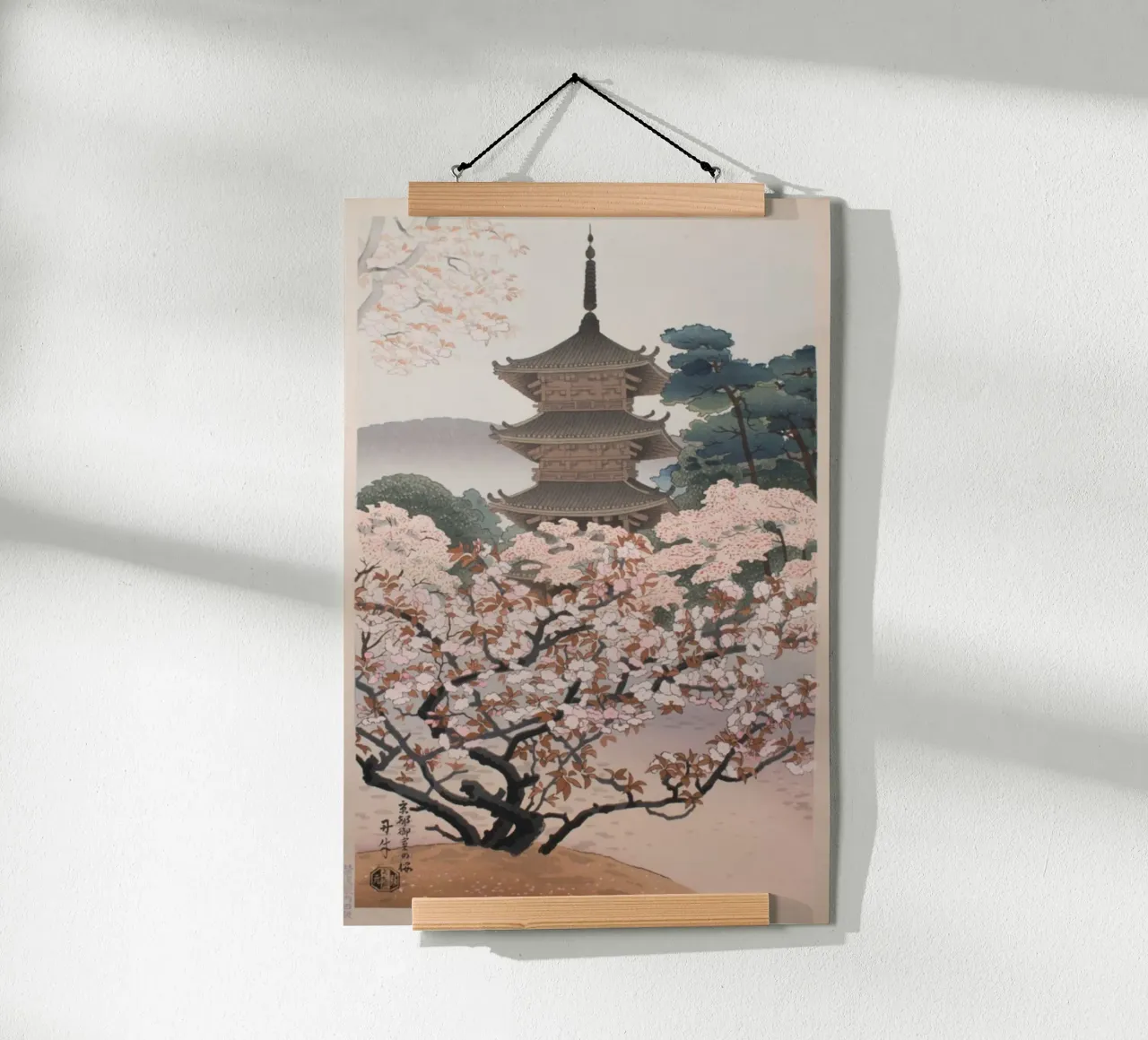 Ukiyo-e: Pittura giapponese Sakura Fiori di ciliegio poster con telaio in legno da Aesthetic Muse