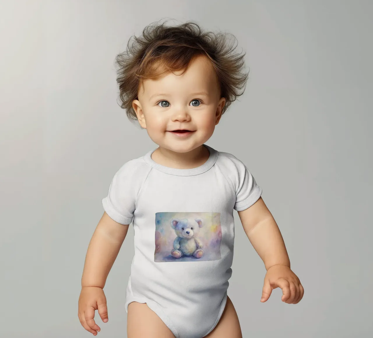 orsetto acquerello body neonato maniche corte da ARTVI-SHOP