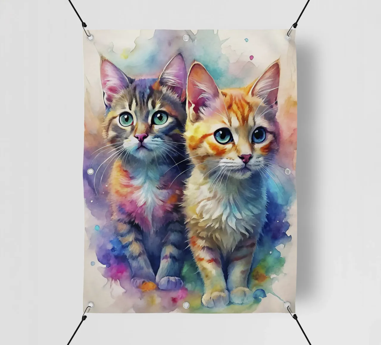 Gatti ad acquerello telo in pvc da 🎁 ARTVI-SHOP