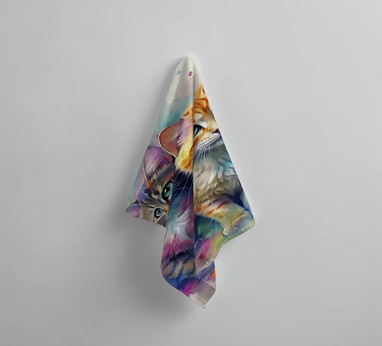 Gatti ad acquerello asciugamano da bagno da 🎁 ARTVI-SHOP
