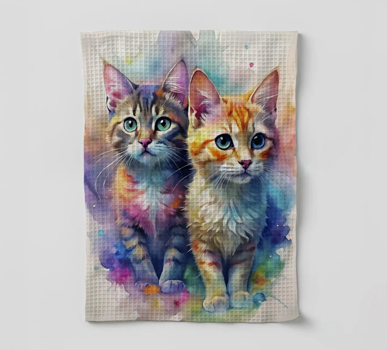 Gatti ad acquerello canovaccio da cucina da 🎁 ARTVI-SHOP