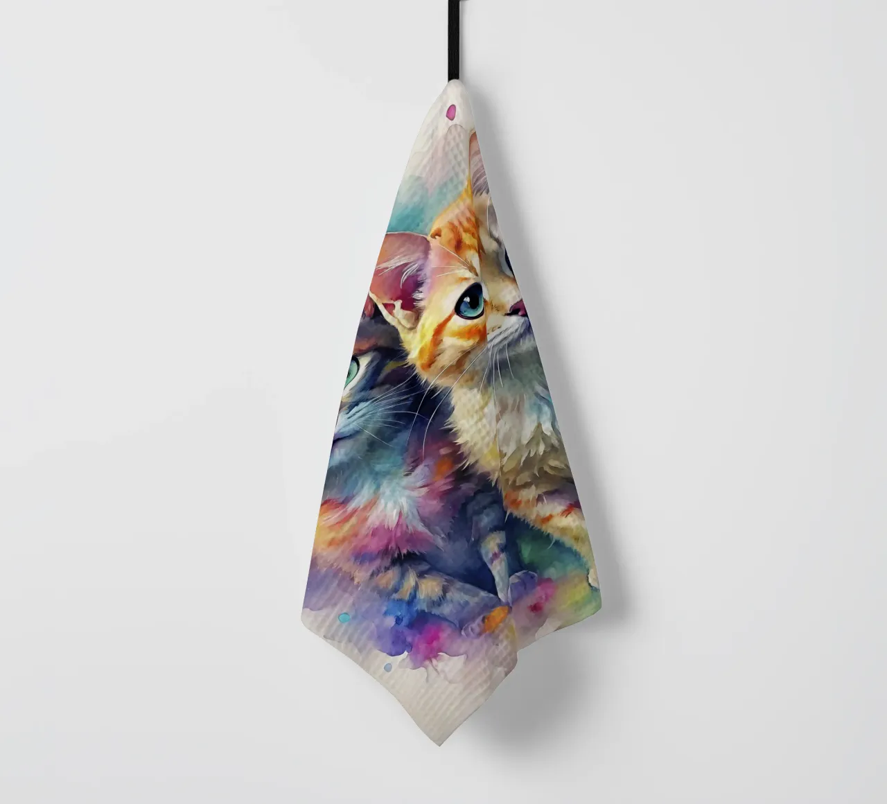 Gatti ad acquerello canovaccio da cucina da 🎁 ARTVI-SHOP