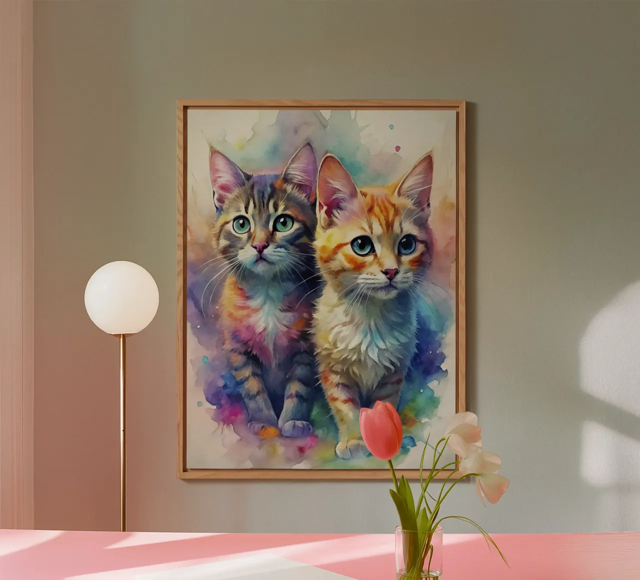 Gatti ad acquerello alluminio dibond da 🎁 ARTVI-SHOP