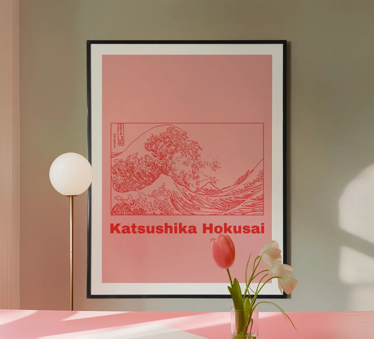 Japanese aesthetics - Hokusai wave painting poster with plastic frame by SMPLE