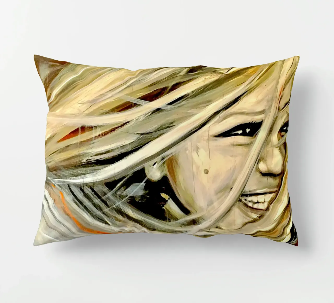 Smiling in the Wind cuscino da Happy 😃 Art 🎨 by Christine Schnoell