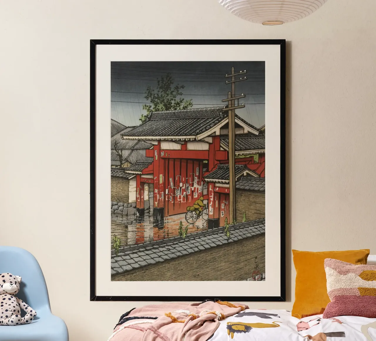 Ukiyo-e: pittura giapponese, Porta Rossa Hasui poster con telaio in alluminio da Aesthetic Muse