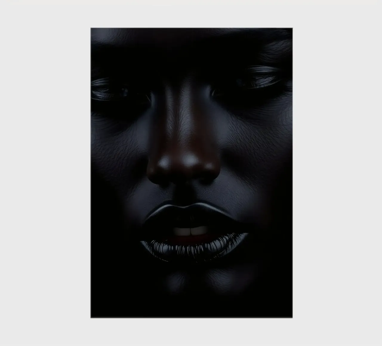 Portrait of a black woman with striking features illuminated notebook by DesignDoodle