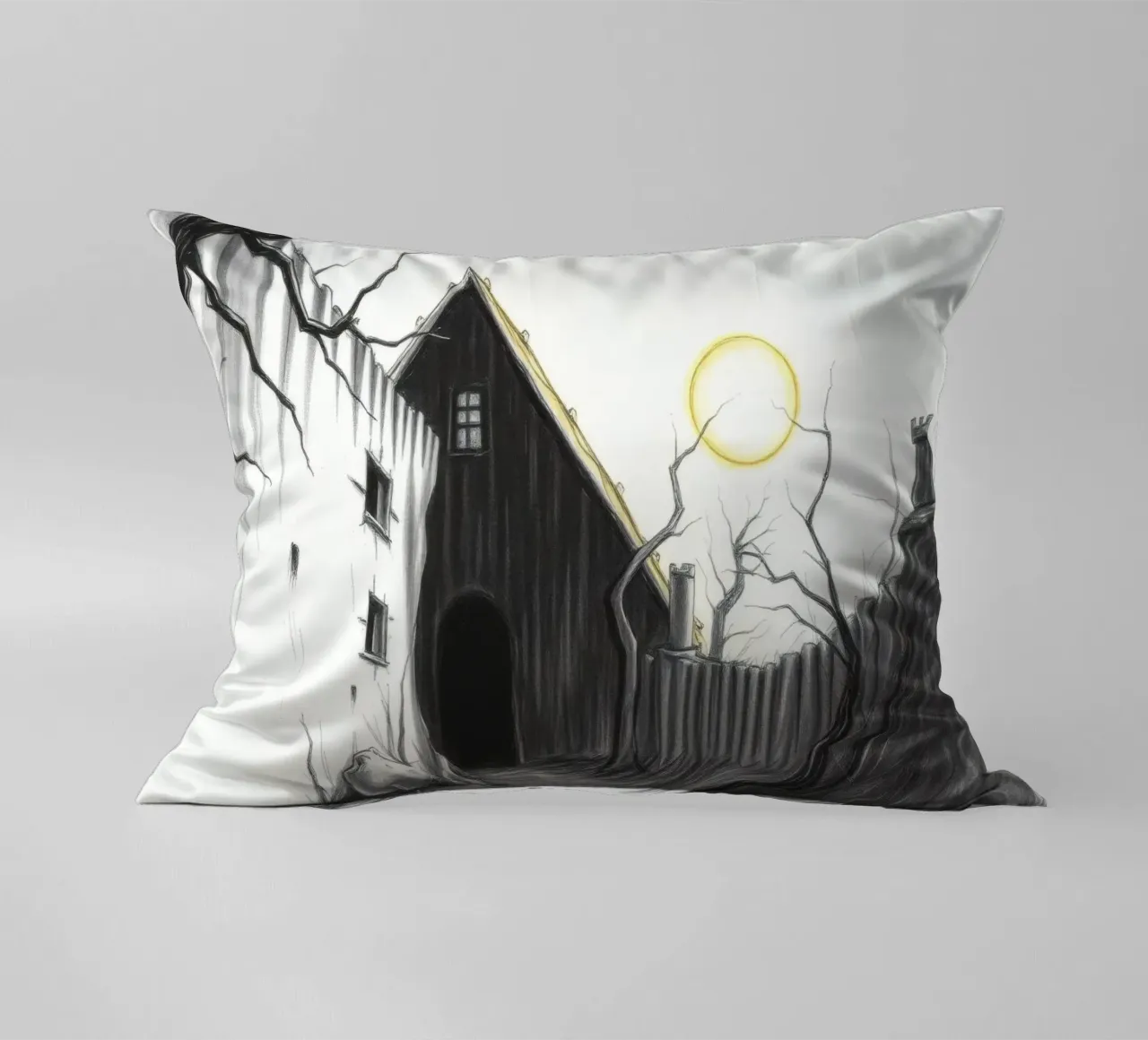 Cortile desolato, sotto un sole inquietante in una terra arida cuscino da DesignDoodle