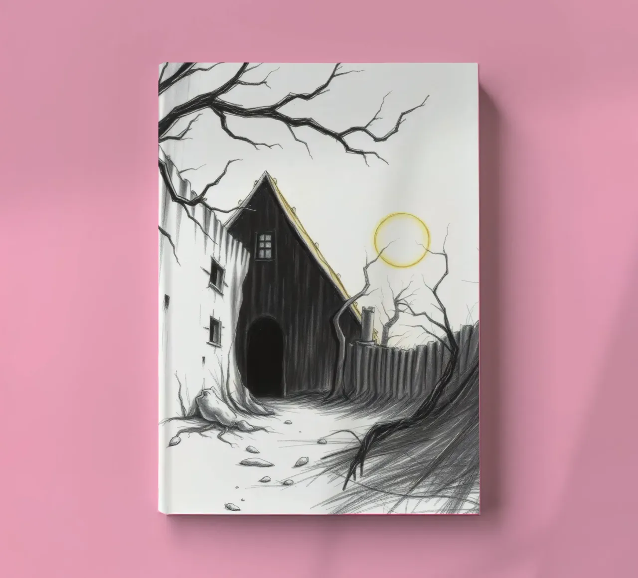 Cour désolée sous un soleil obsédant dans une terre aride carnet de notes de DesignDoodle