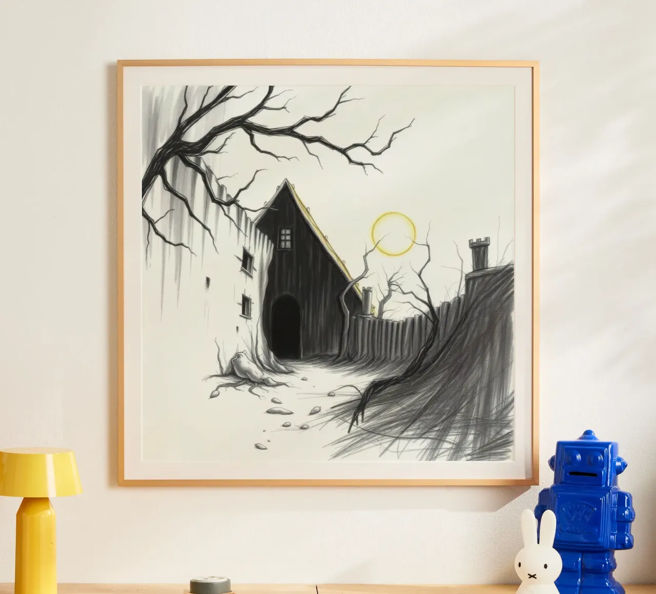Cour désolée sous un soleil obsédant dans une terre aride hahnemühle de DesignDoodle