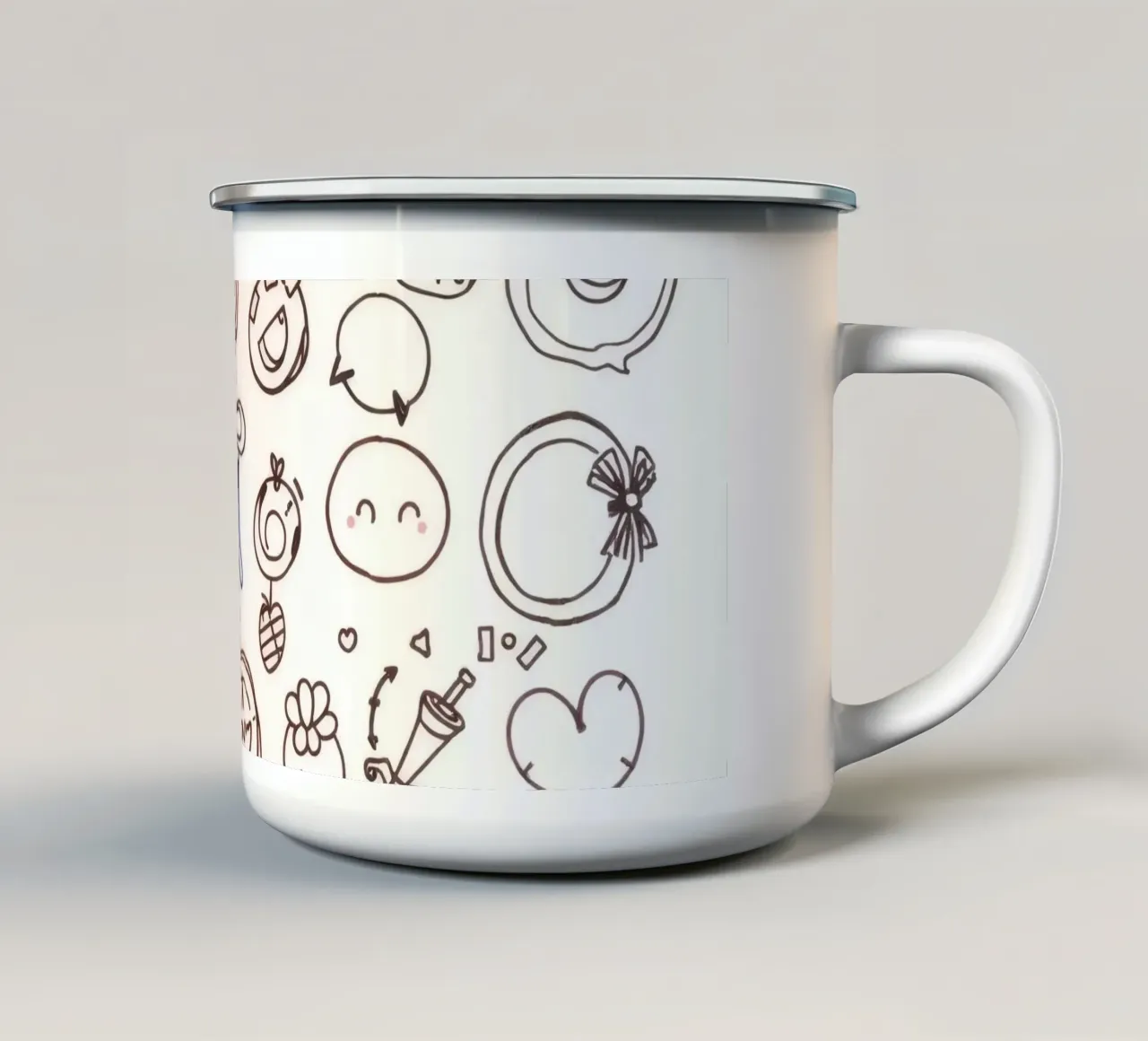 Raccolta di simpatici scarabocchi giocosi tazza in smalto da DesignDoodle