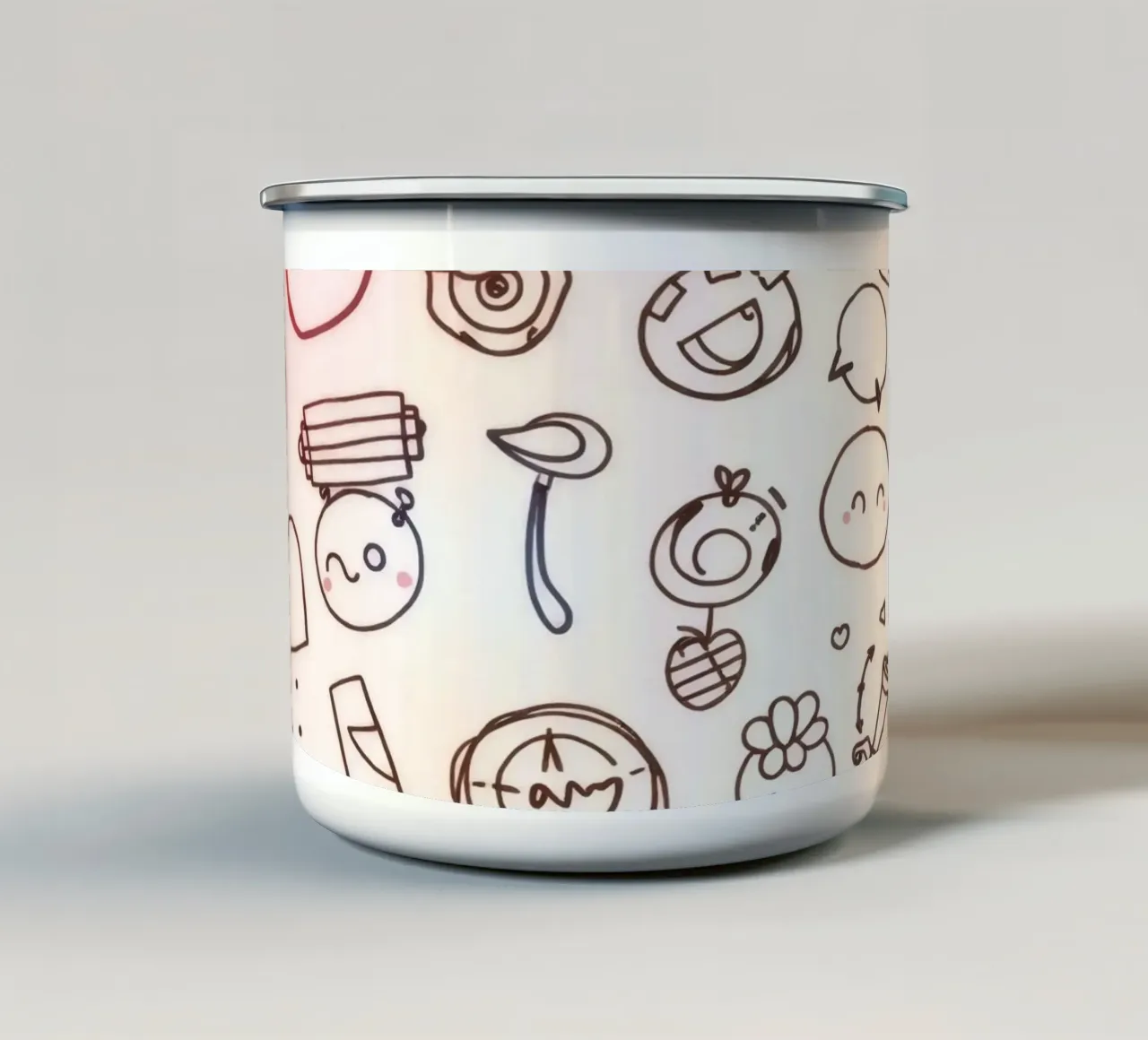 Raccolta di simpatici scarabocchi giocosi tazza in smalto da DesignDoodle
