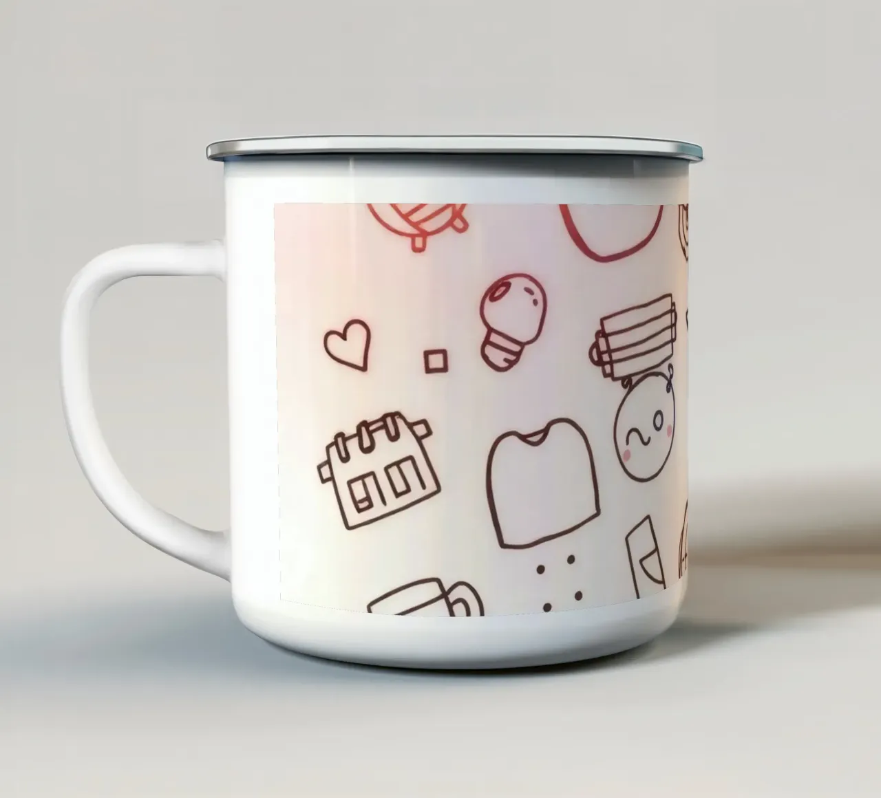 Raccolta di simpatici scarabocchi giocosi tazza in smalto da DesignDoodle