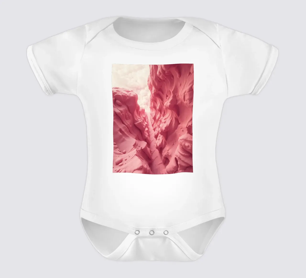 Formazione rocciosa rosa in un canyon con texture insolite body neonato maniche corte da DesignDoodle