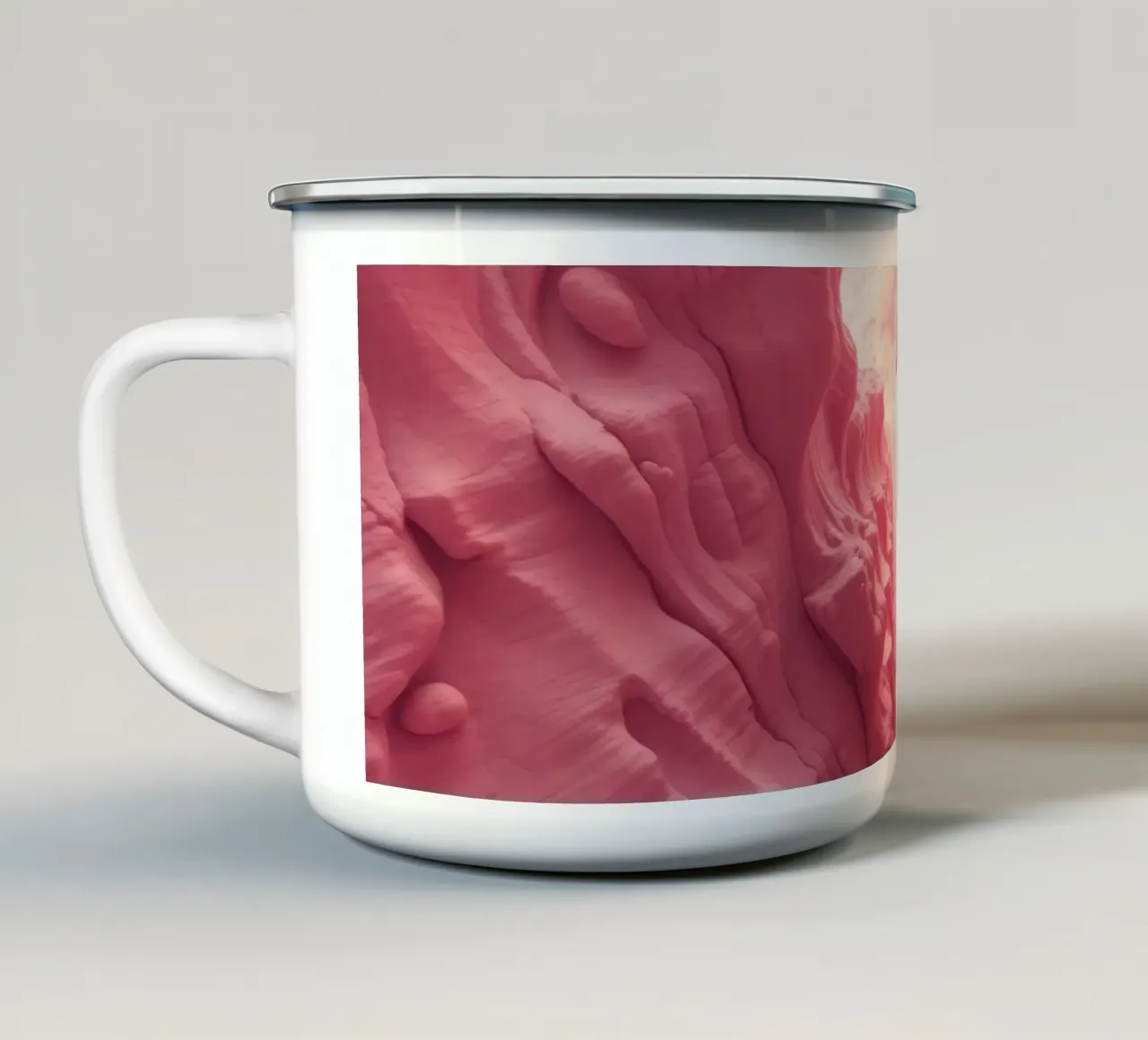 Formazione rocciosa rosa in un canyon con texture insolite tazza in smalto da DesignDoodle