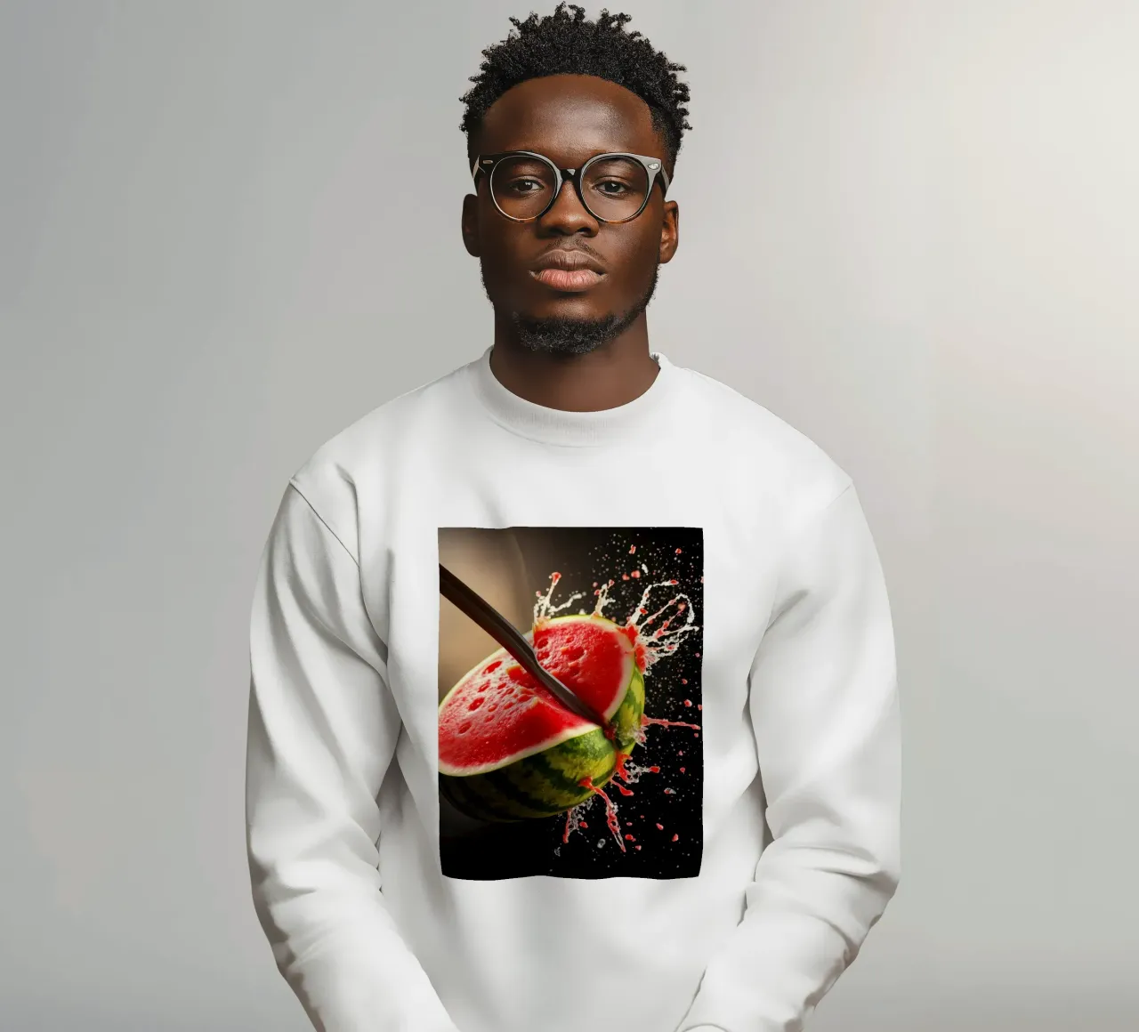 Slicing a watermelon creates a refreshing splash sweatshirt by DesignDoodle
