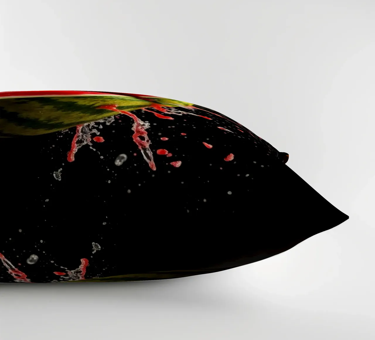 Slicing a watermelon creates a refreshing splash decorative cushion by DesignDoodle