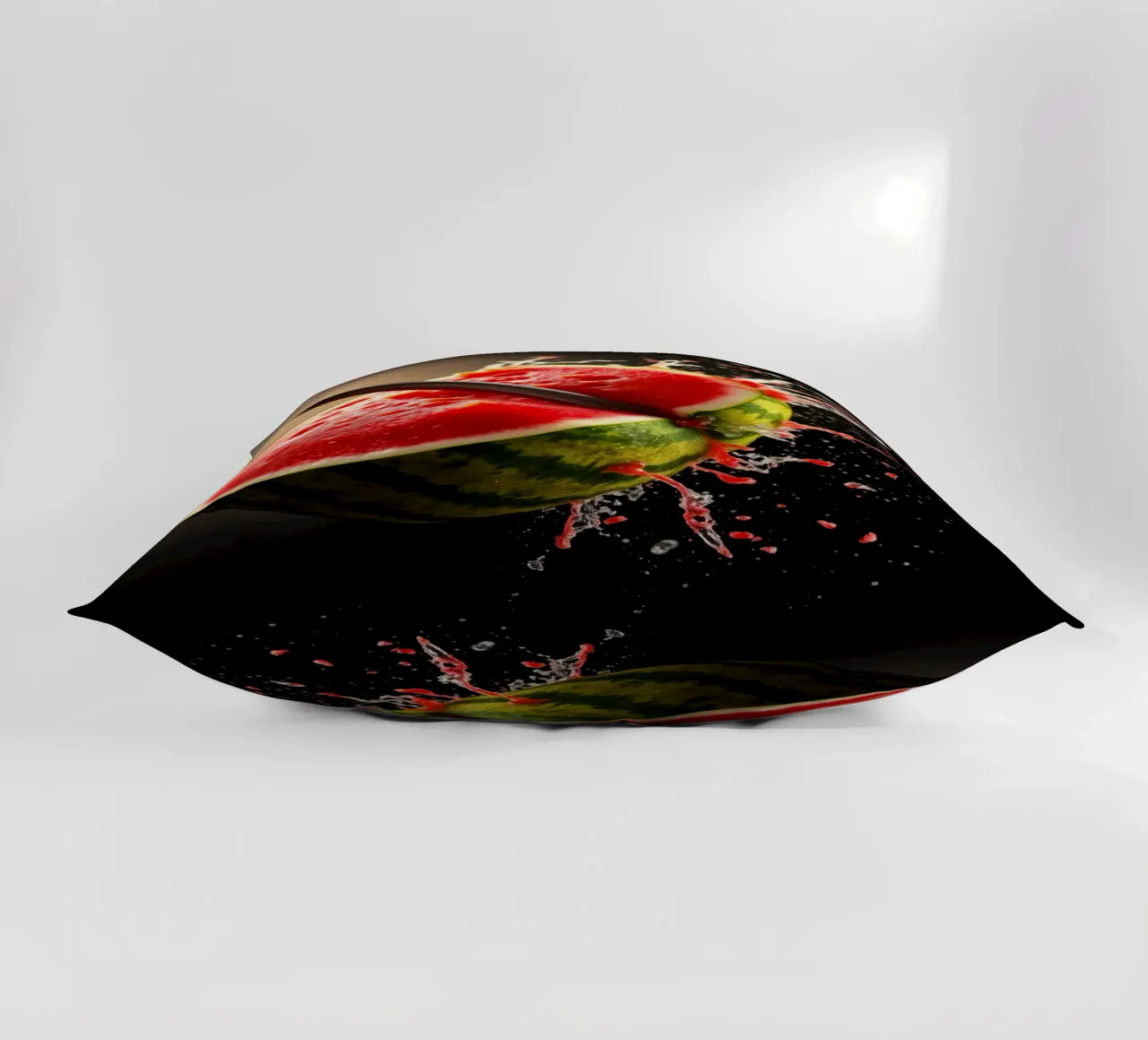 Slicing a watermelon creates a refreshing splash decorative cushion by DesignDoodle