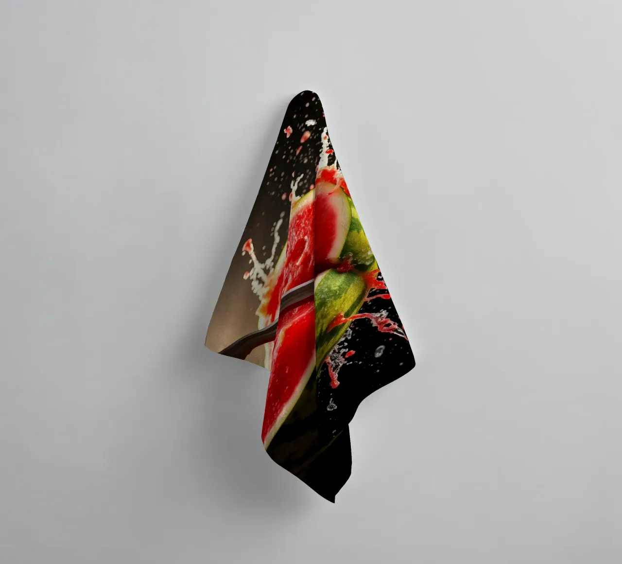 Slicing a watermelon creates a refreshing splash towel by DesignDoodle