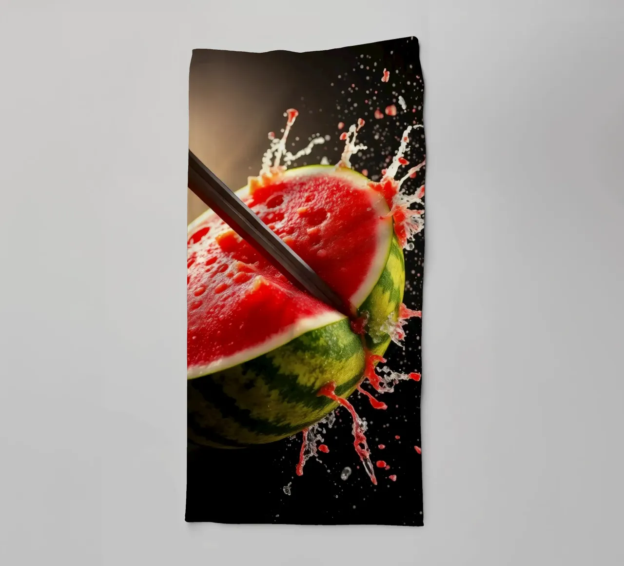 Slicing a watermelon creates a refreshing splash towel by DesignDoodle