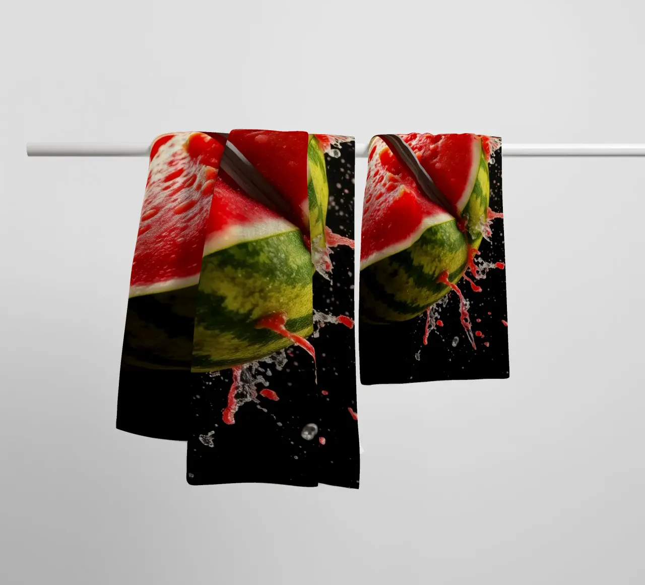 Slicing a watermelon creates a refreshing splash towel by DesignDoodle