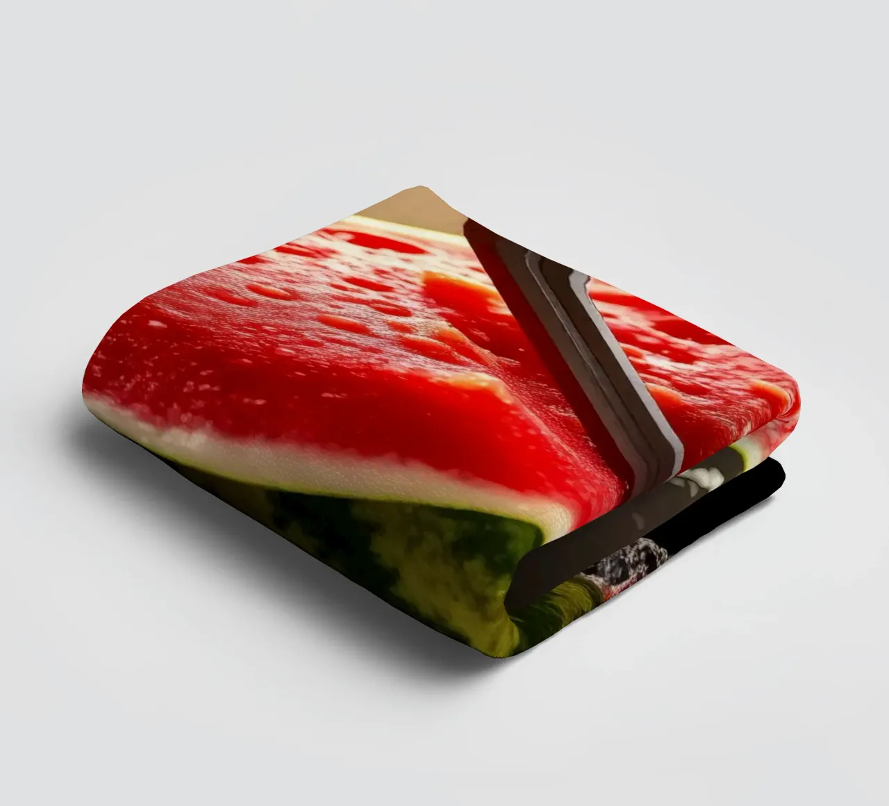 Slicing a watermelon creates a refreshing splash towel by DesignDoodle