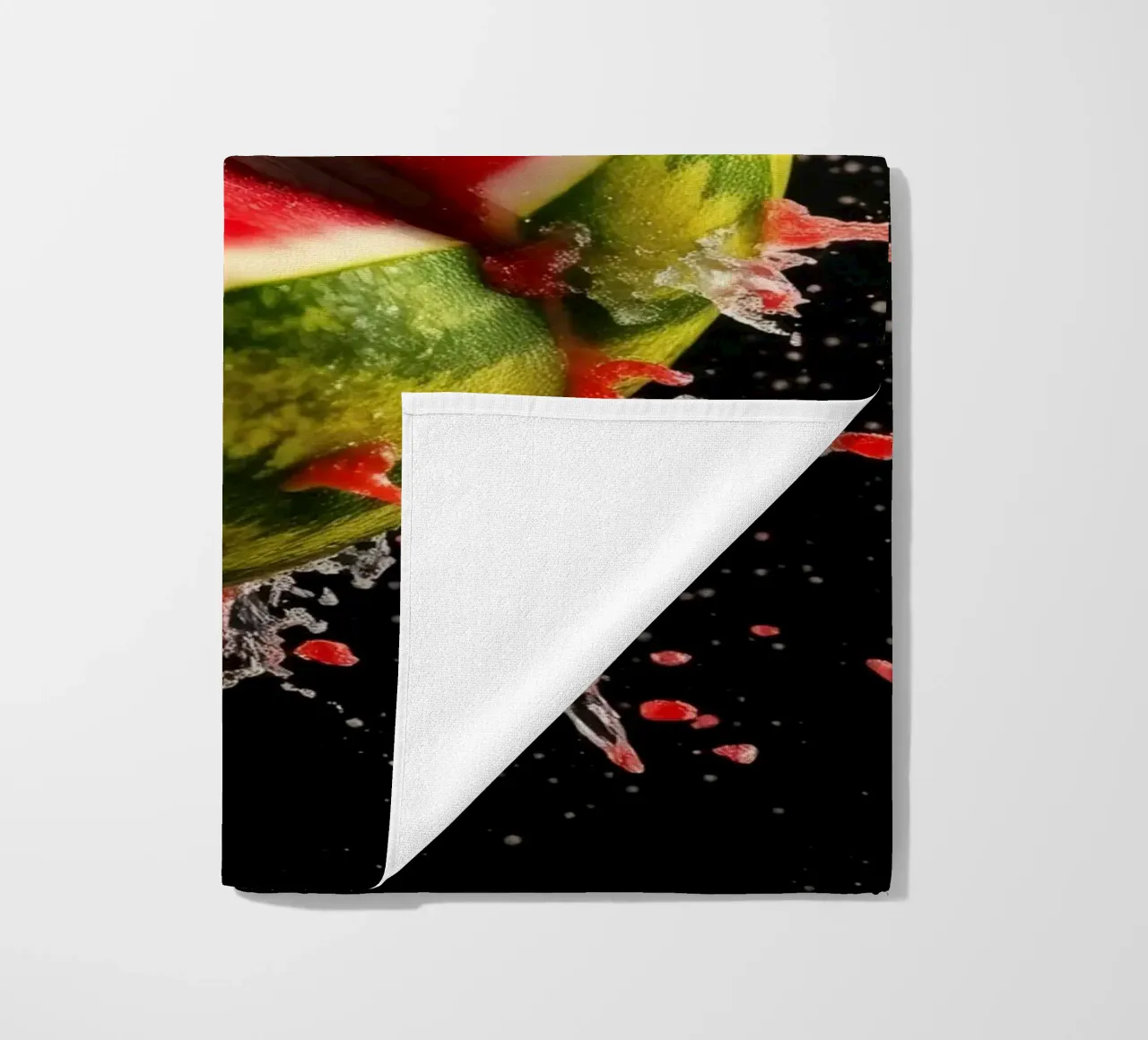 Slicing a watermelon creates a refreshing splash beach towel by DesignDoodle