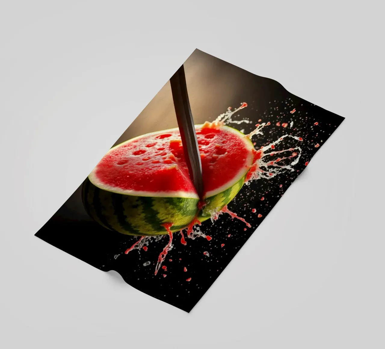 Slicing a watermelon creates a refreshing splash beach towel by DesignDoodle