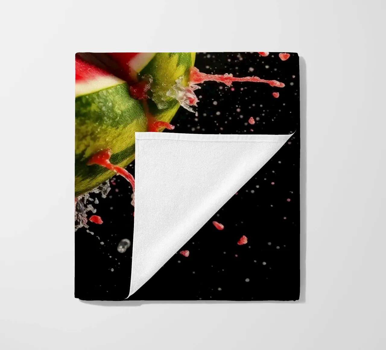 Slicing a watermelon creates a refreshing splash beach towel by DesignDoodle