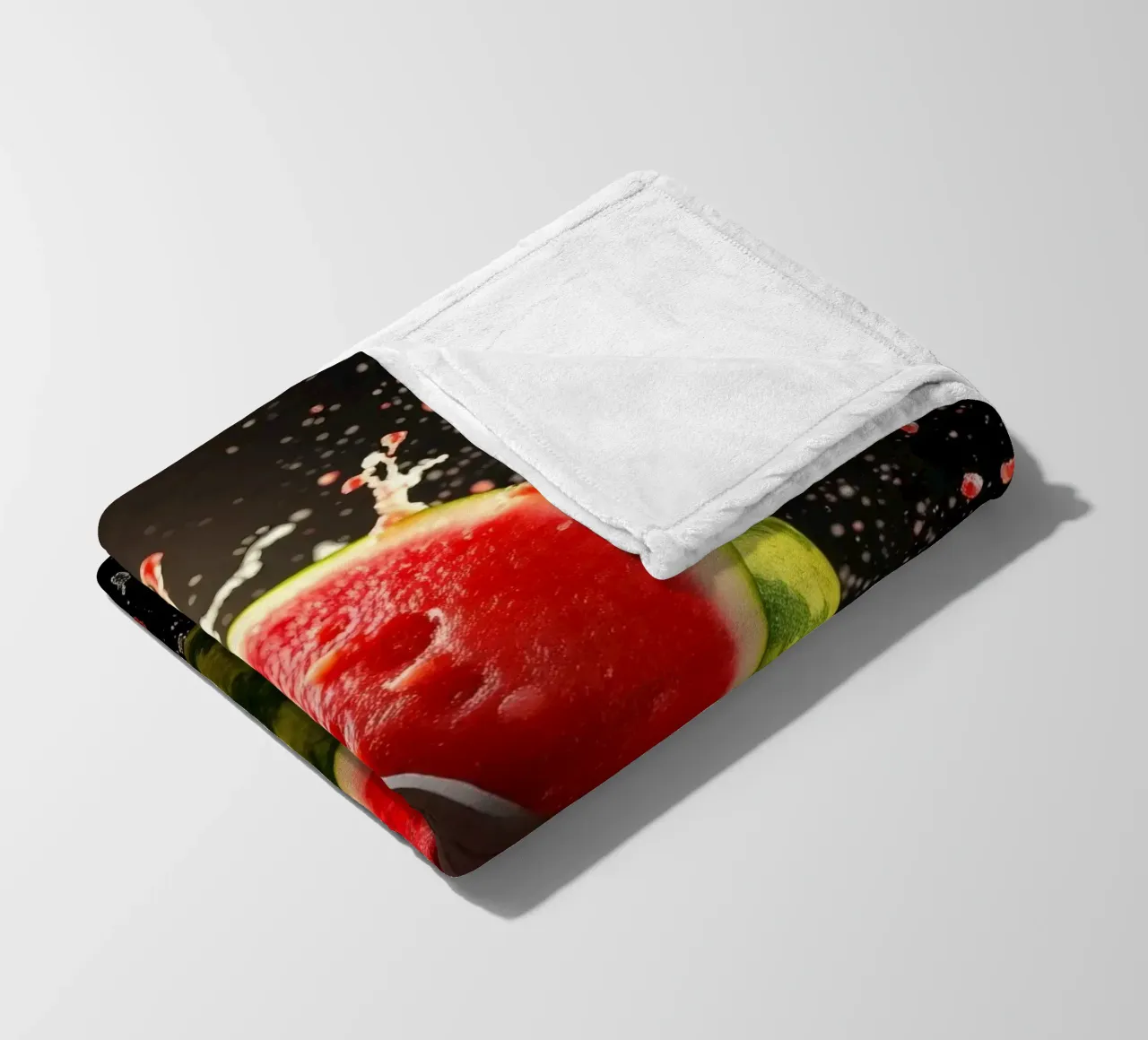 Slicing a watermelon creates a refreshing splash fleece blanket by DesignDoodle