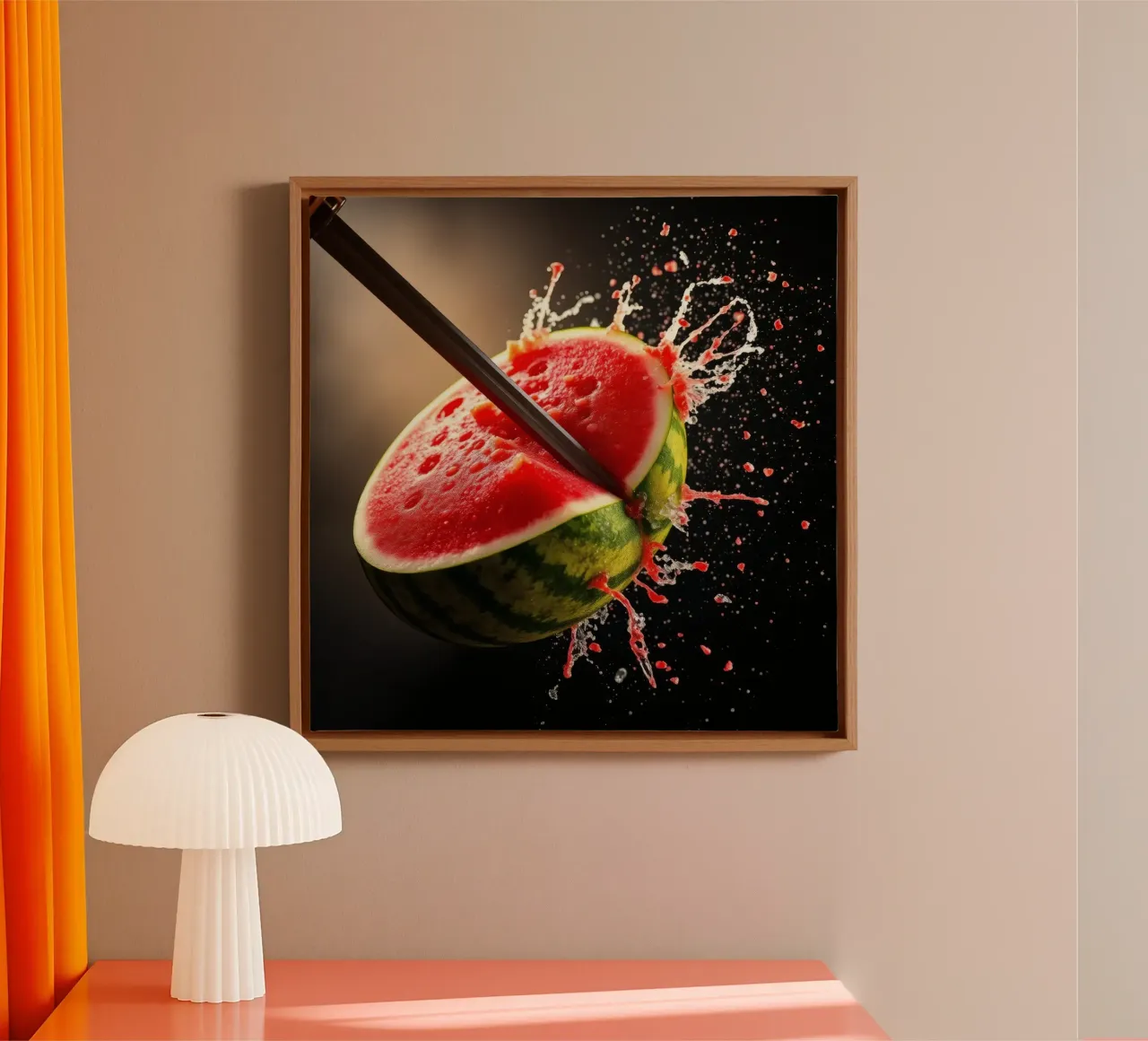 Slicing a watermelon creates a refreshing splash canvas by DesignDoodle