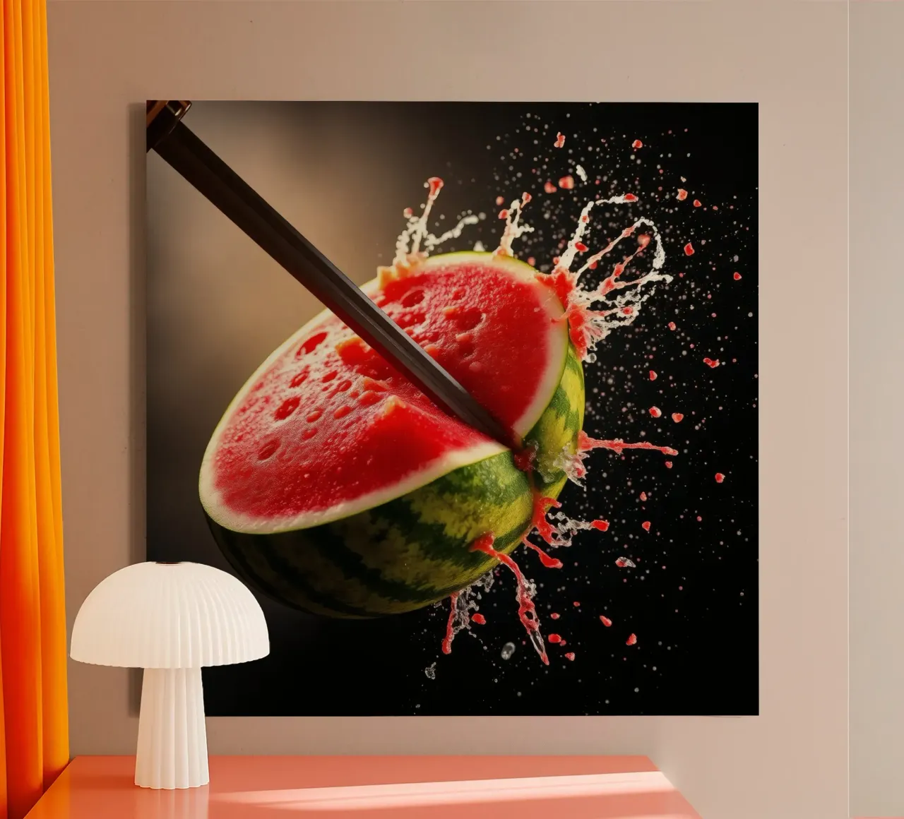 Slicing a watermelon creates a refreshing splash canvas by DesignDoodle