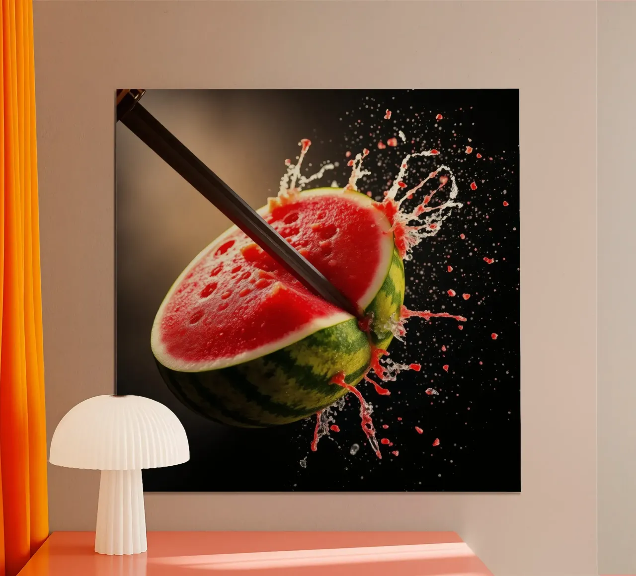 Slicing a watermelon creates a refreshing splash hahnemühle by DesignDoodle