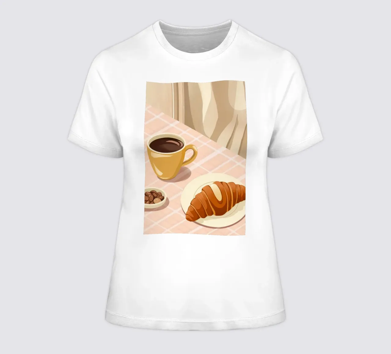 Breakfast with Coffee women's fitted t-shirt by Seren Liodra