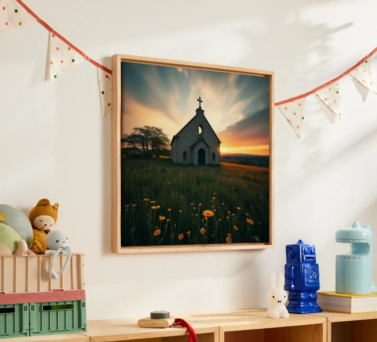 Etherisch landschap canvas met Baklijst van PhotoVibe Decor