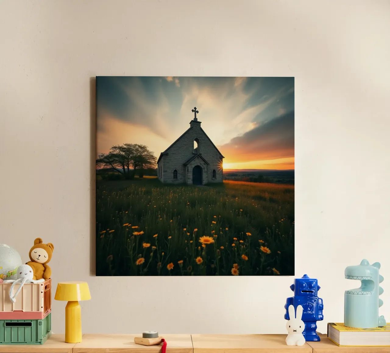 Etherisch landschap canvas met Baklijst van PhotoVibe Decor