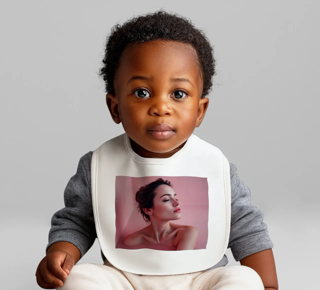 Relaxing bath experience in a serene pink setting baby bib by DesignDoodle