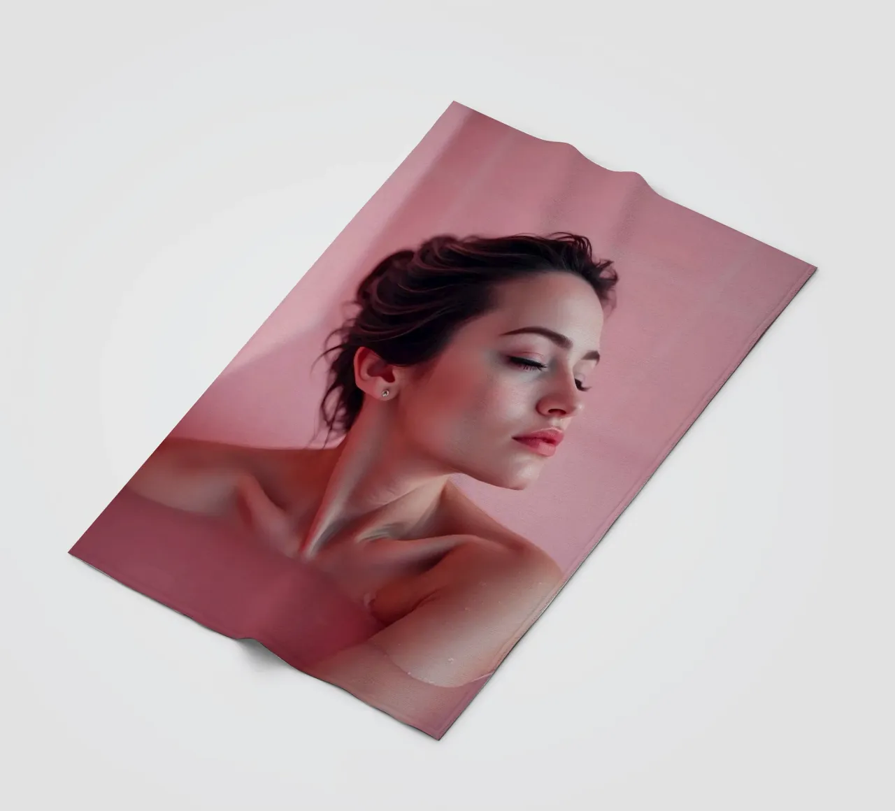 Relaxing bath experience in a serene pink setting fleece blanket by DesignDoodle